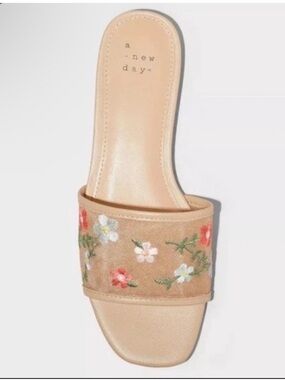 a new day Nude Embroidered Floral Slide Sandal